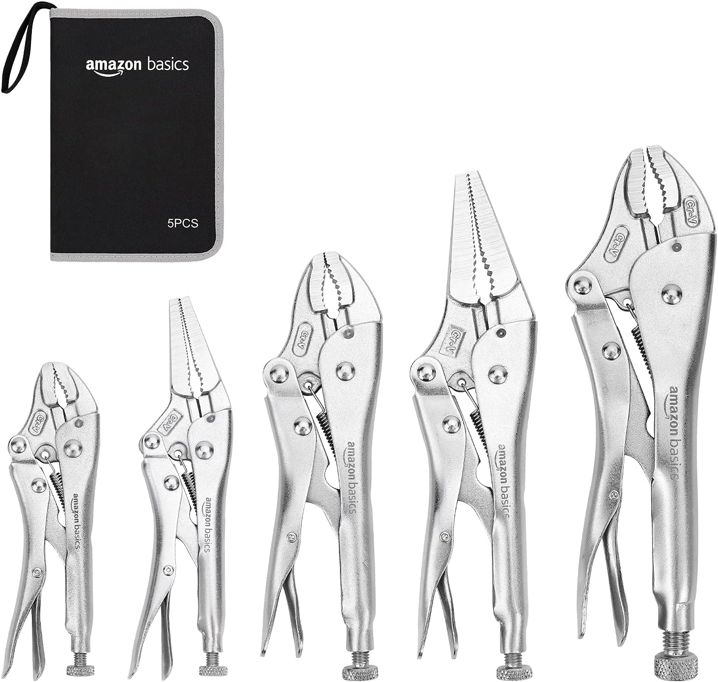 5-Piece CR-V Locking Pliers and Wire Cutters Set  with Carrying Case