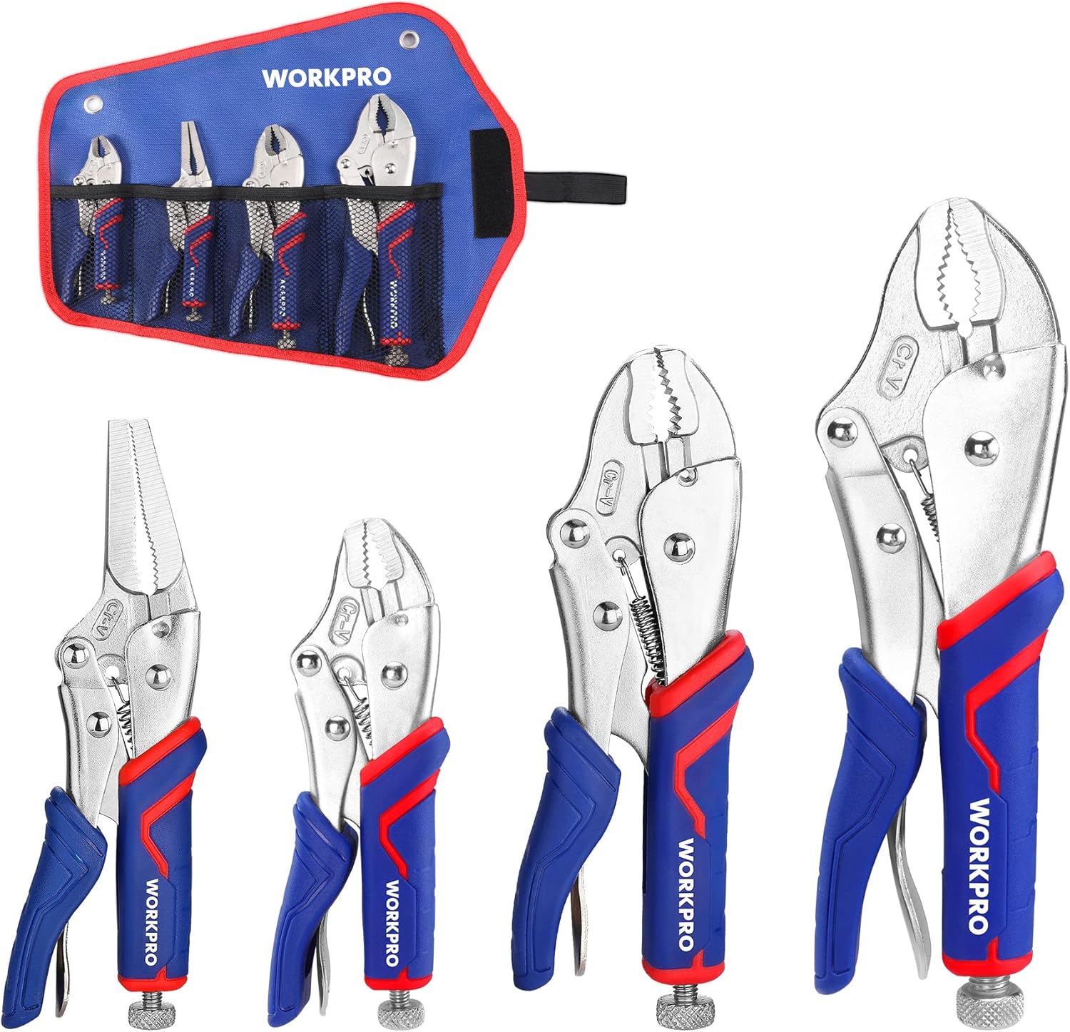 4-Piece Locking Pliers Set with Comfortable Grip