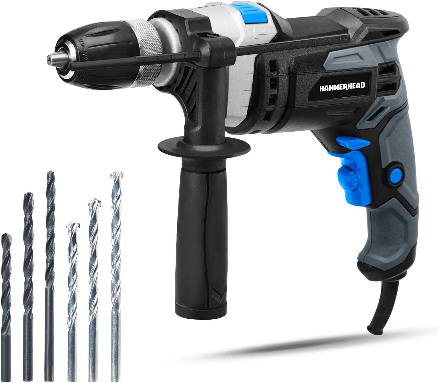7.5-Amp 1/2 Inch Variable Speed Hammer Drill with 6pcs Bit